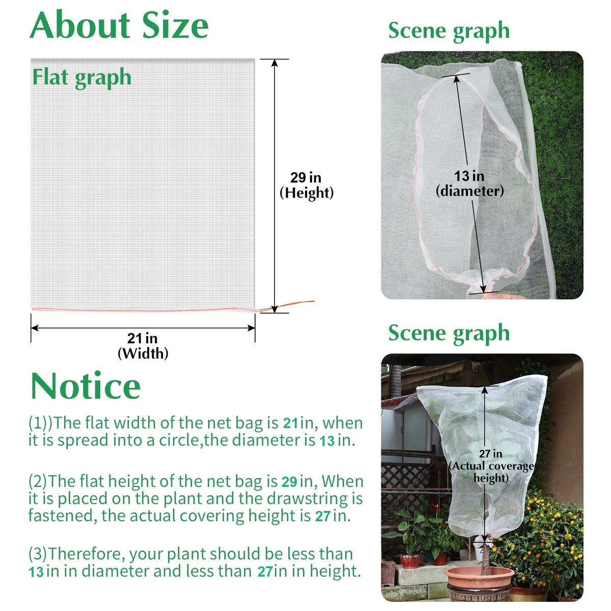 Kikhope 10x6 bag guards growing fruit from pests with breathable mesh