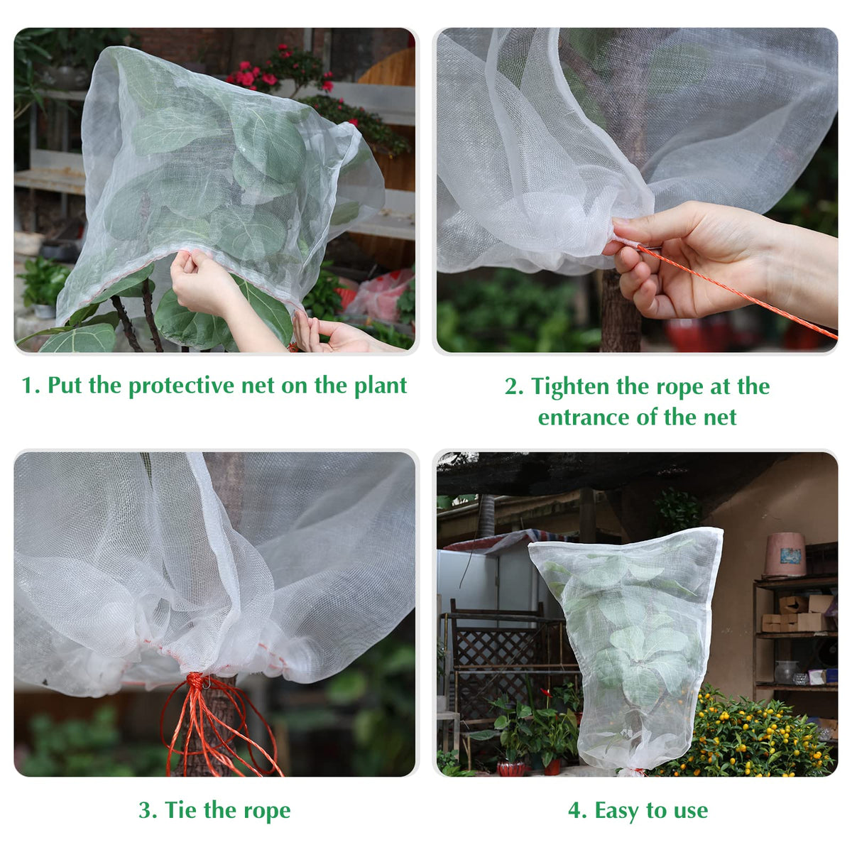 Kikhope 14x10 net bag shields larger fruits from birds and insects