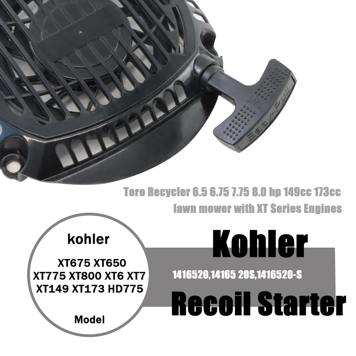 KIKITE pull cord and handle shown for quick replacement and durable pull.