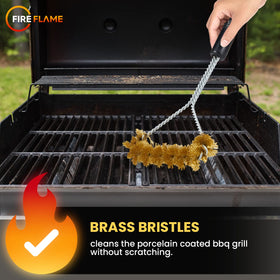 Kiknek Fireflame 16-inch handle keeps hands away from heat during cleaning.