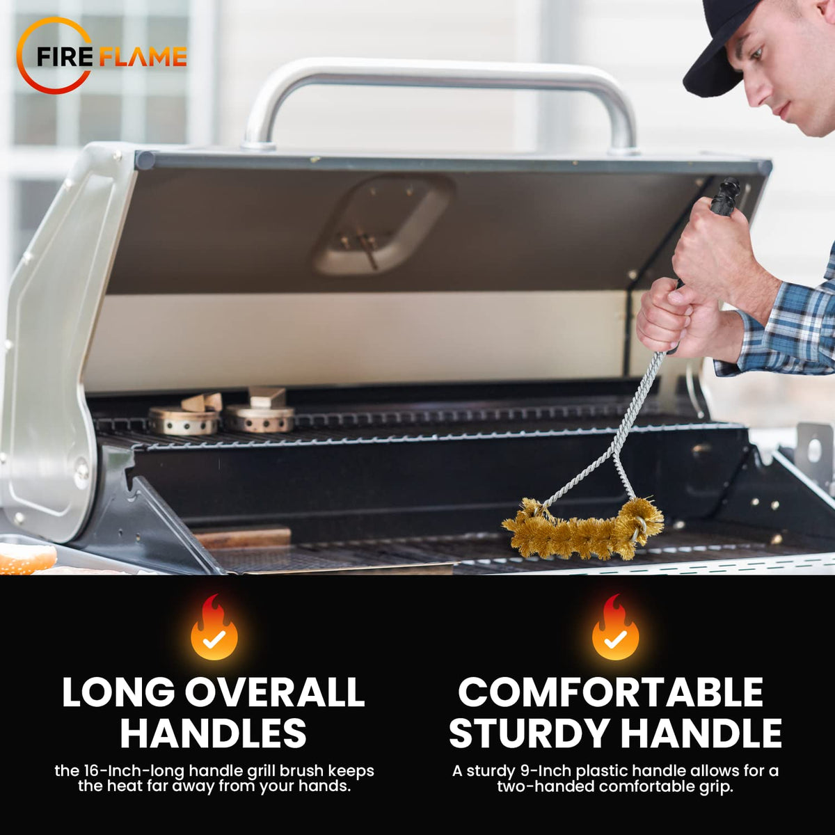 Kiknek Fireflame wide-faced brush covers more surface area for faster cleaning.