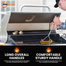 Kiknek Fireflame wide-faced brush covers more surface area for faster cleaning.
