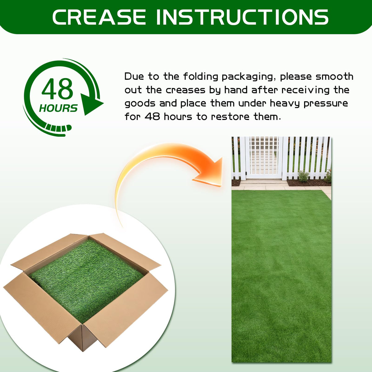 KILCLER artificial grass easy-install layout shows quick lay-down and trim.