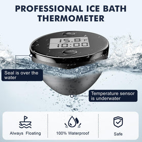 KILEEP floating thermometer timer showing IP68 ready for outdoor plunges.