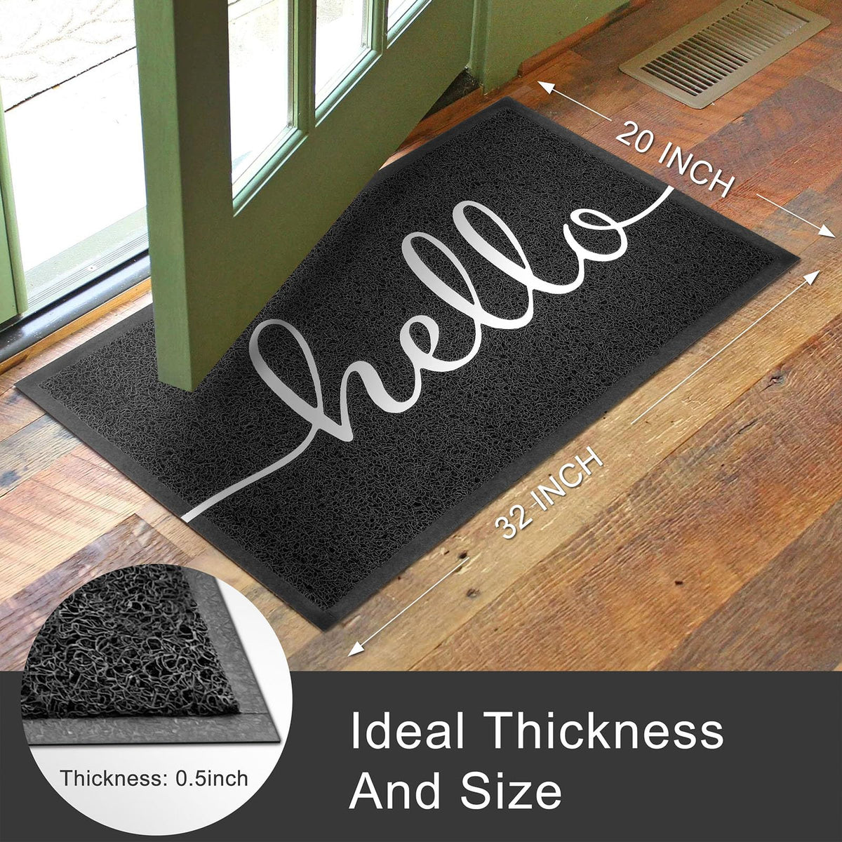 KILOCOCO non-slip rubber back keeps the mat secure on all floors.