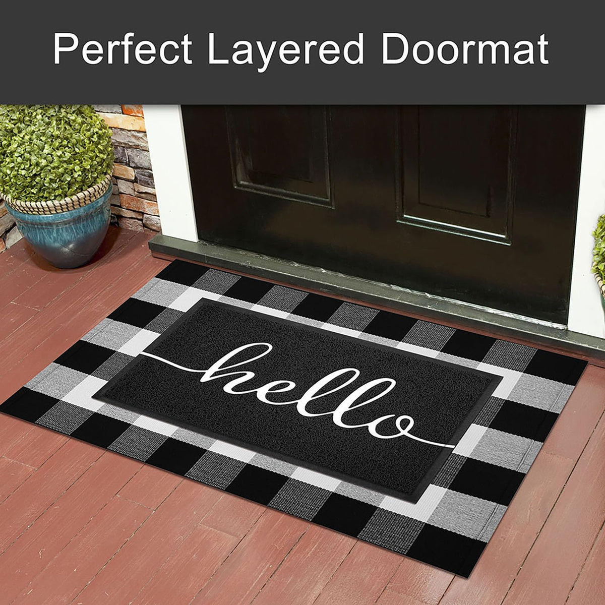 KILOCOCO welcome mat low pile is easy to shake clean.