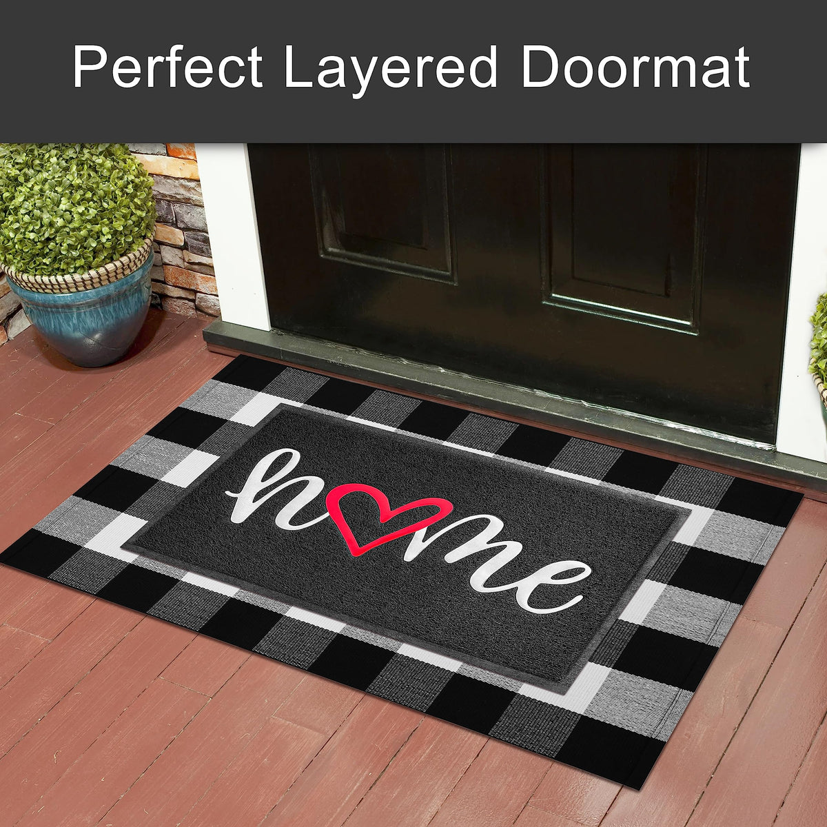 KILOCOCO door mat water-drain outdoor-use resists puddles after rain.