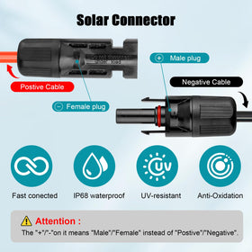 Kimbluth 10 AWG solar extension cable red 2ft positive lead with secure locking.