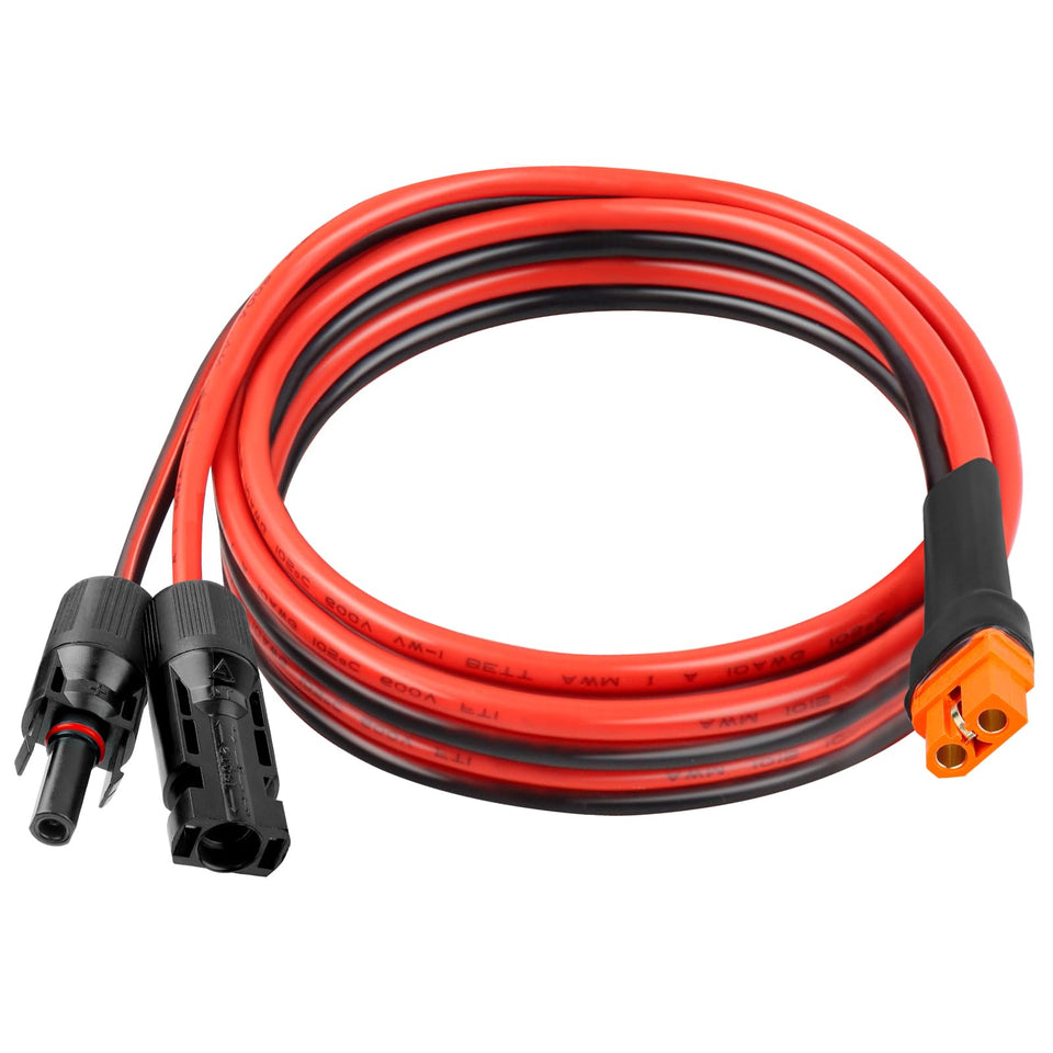 Kimbluth 10AWG solar to XT60i extension cable in sunlight for efficient power transfer.