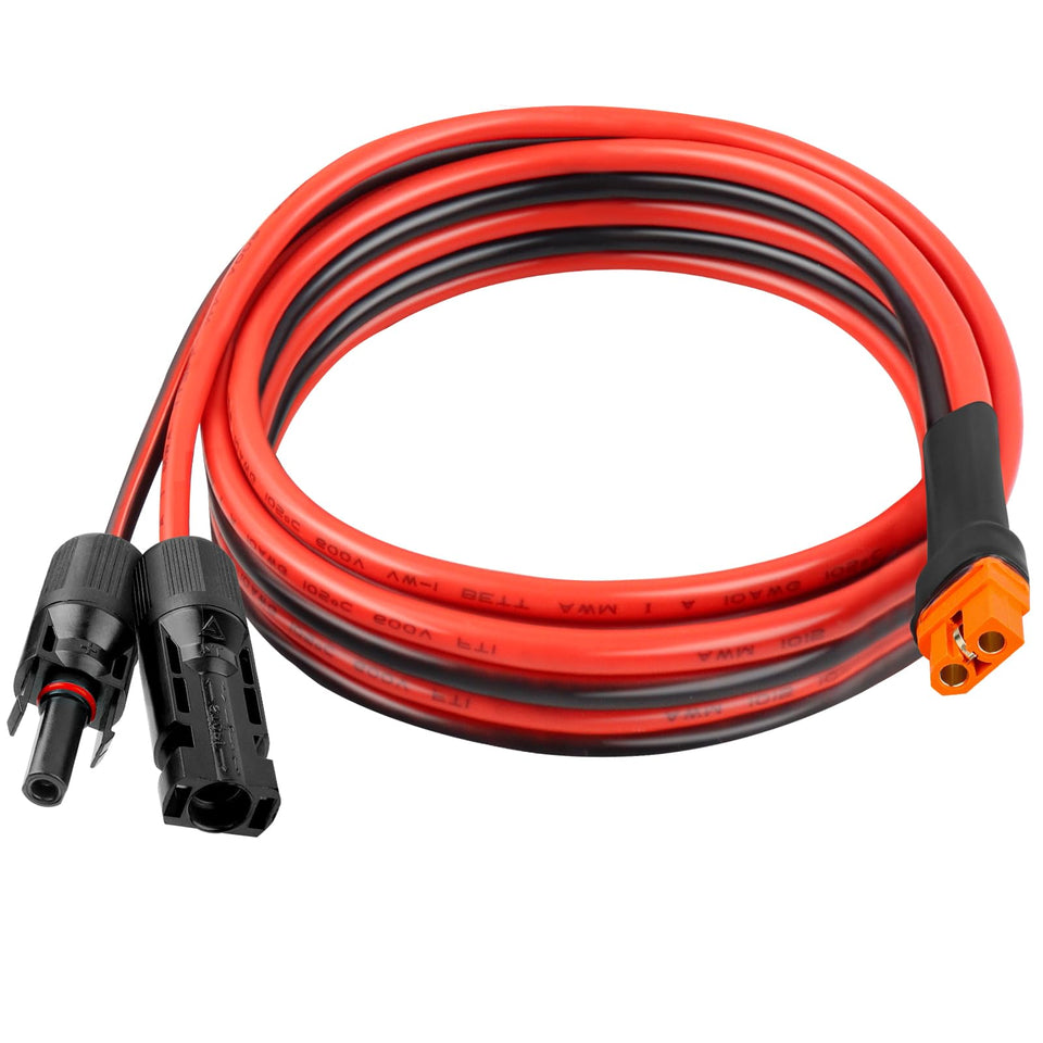 Kimbluth solar XT60i extension cable 10ft in outdoor setup for versatile power hookups.