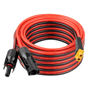Kimbluth XT60 solar extension cable coiled for easy storage and quick setup.