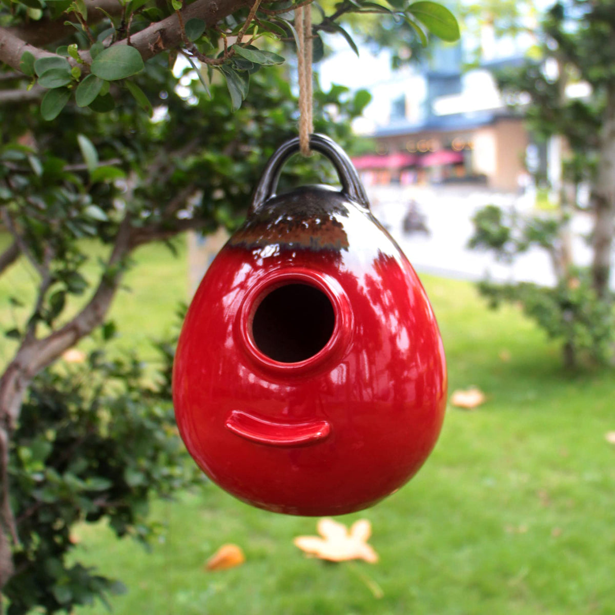 Kimdio Birdhouse rope hanger top view shows easy installation and secure hanging.