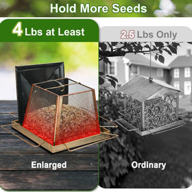 KIMERSE bird feeder drainage holes tray keeps seeds dry after rain.