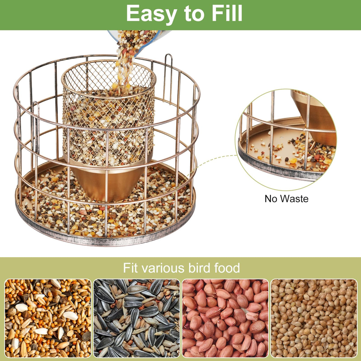 KIMERSE durable metal bird feeder resists rust and weather
