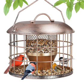KIMERSE metal cage bird feeder outdoors attracts small songbirds