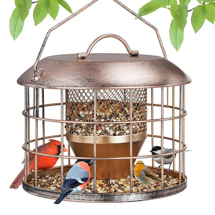 KIMERSE metal cage bird feeder outdoors attracts small songbirds