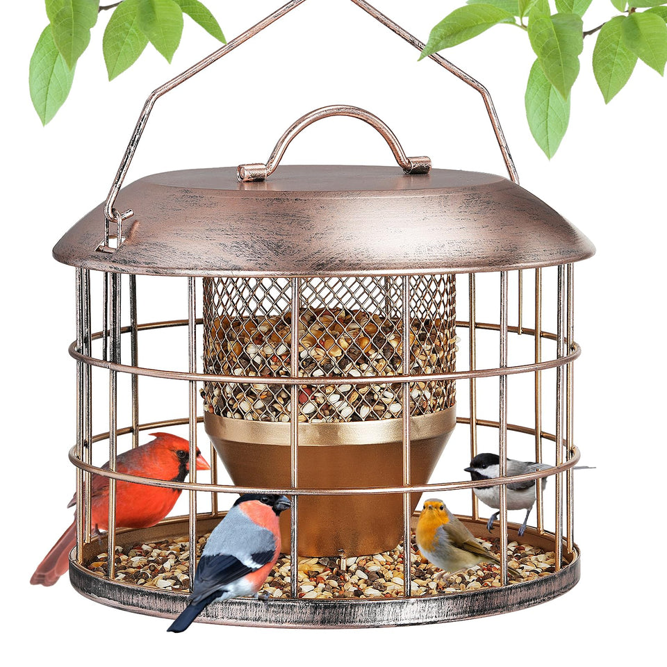 KIMERSE metal cage bird feeder outdoors attracts small songbirds