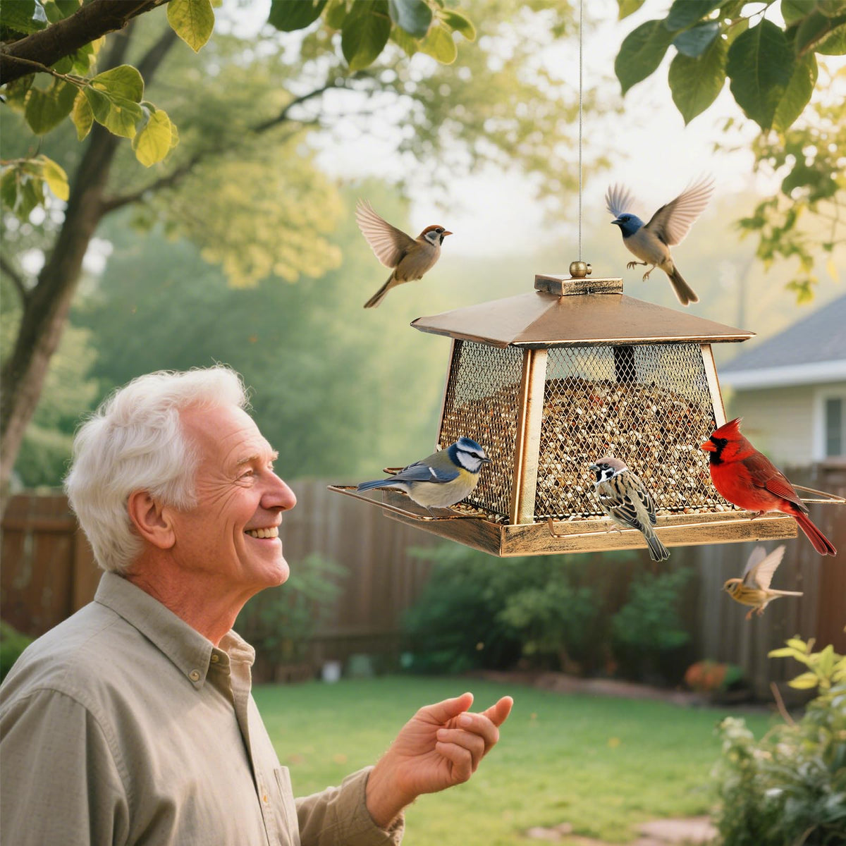 KIMERSE patio garden watching feeder is ideal for backyard birding.