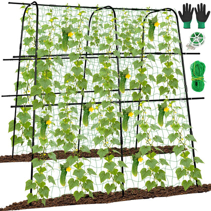 Kimkusia cucumber trellis arch supports climbing vines for neater growth and space efficiency.