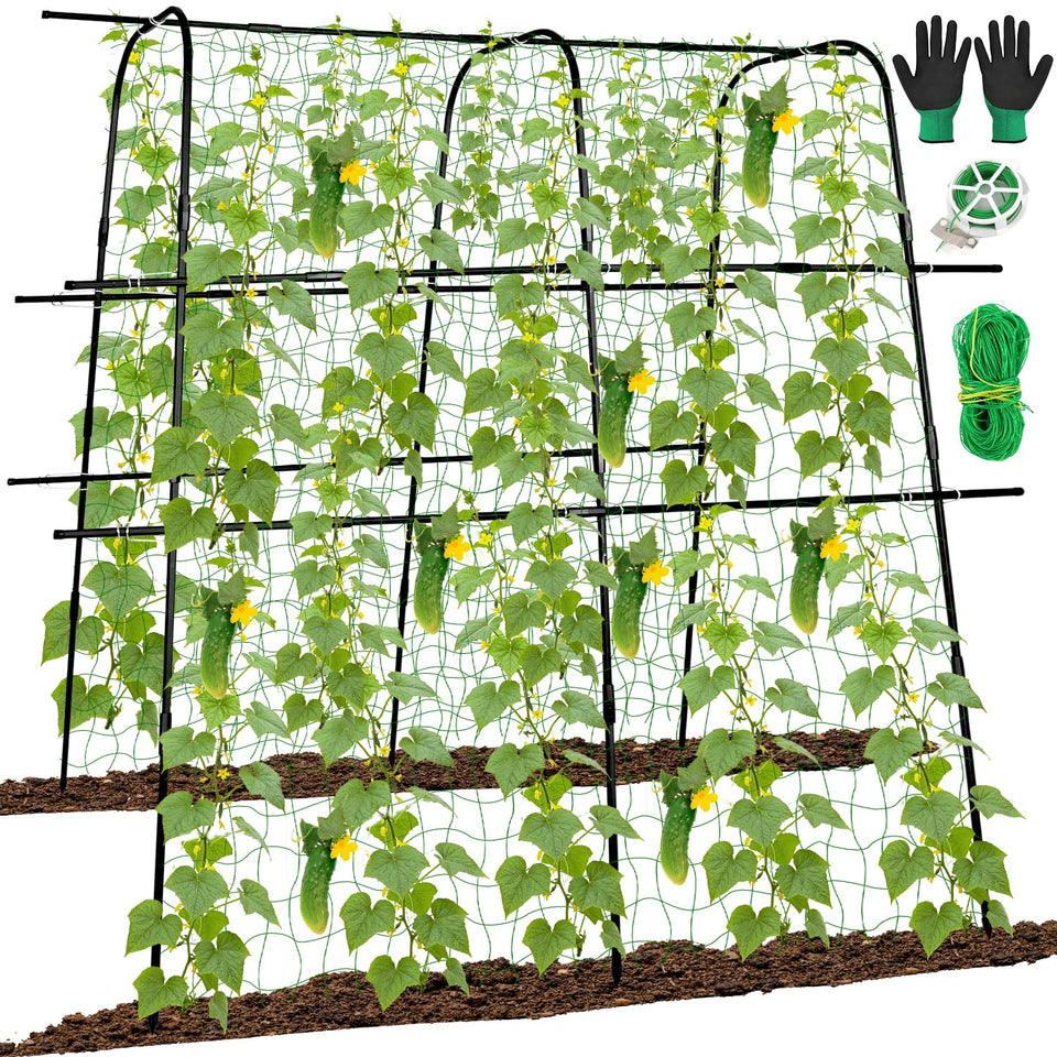 Kimkusia cucumber trellis arch supports climbing vines for neater growth and space efficiency.