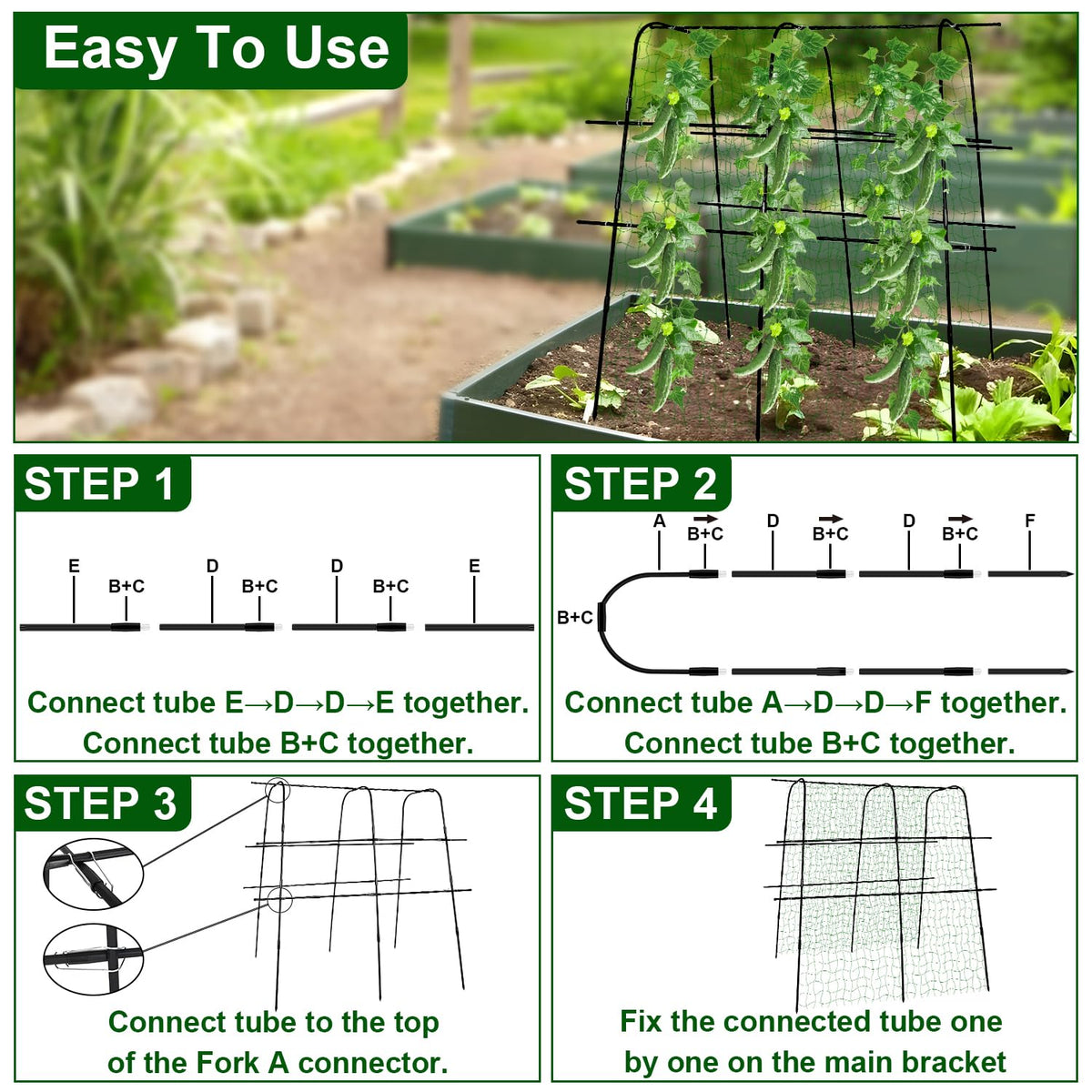 Kimkusia raised-bed trellis arch maximizes space and airflow in gardens.