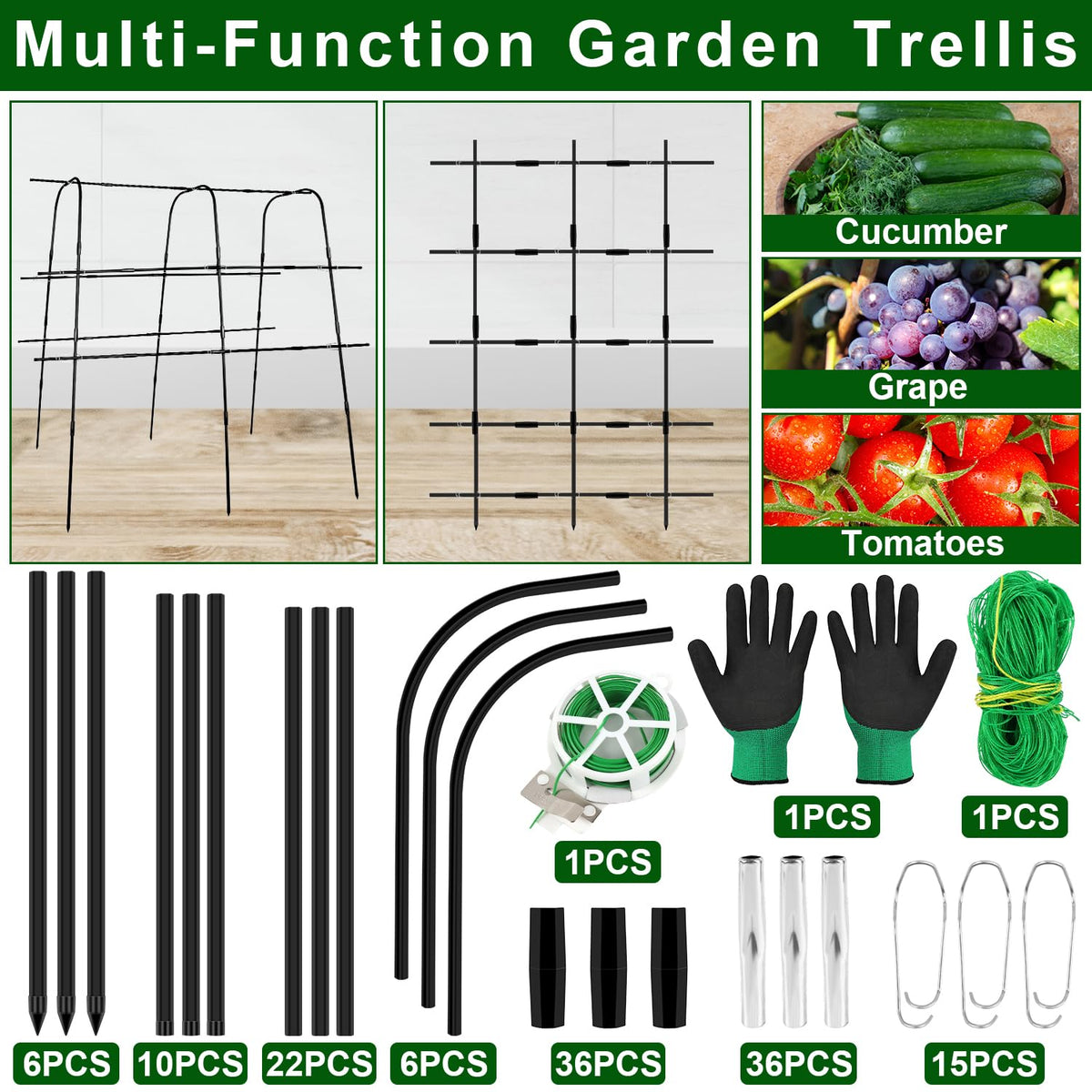 Kimkusia tomato trellis arch steadies vines to prevent breakage.