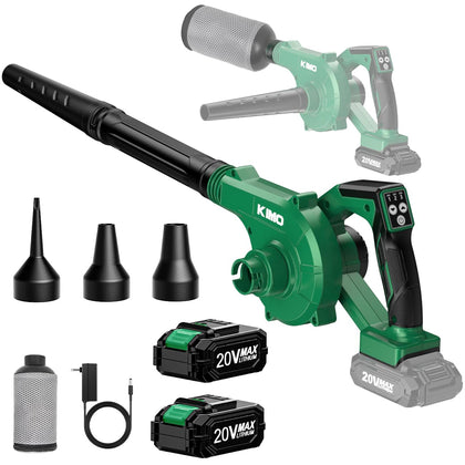 KIMO cordless leaf blower vacuum setup for versatile yard cleanup