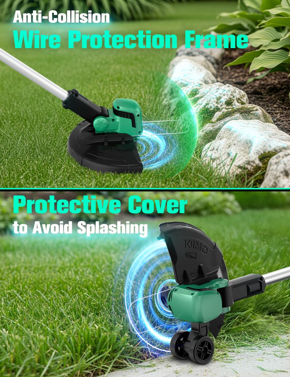 KIMO safety switch and ergonomic handle for safe use.