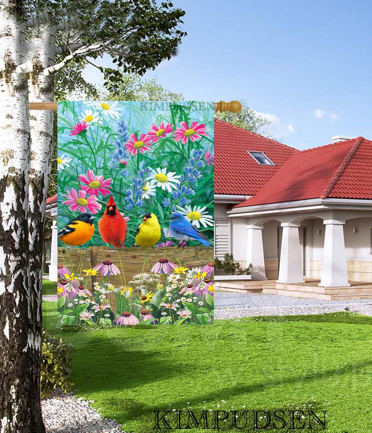 KIMPUDSEN double-sided printing flag shows colors from both sides for versatile viewing