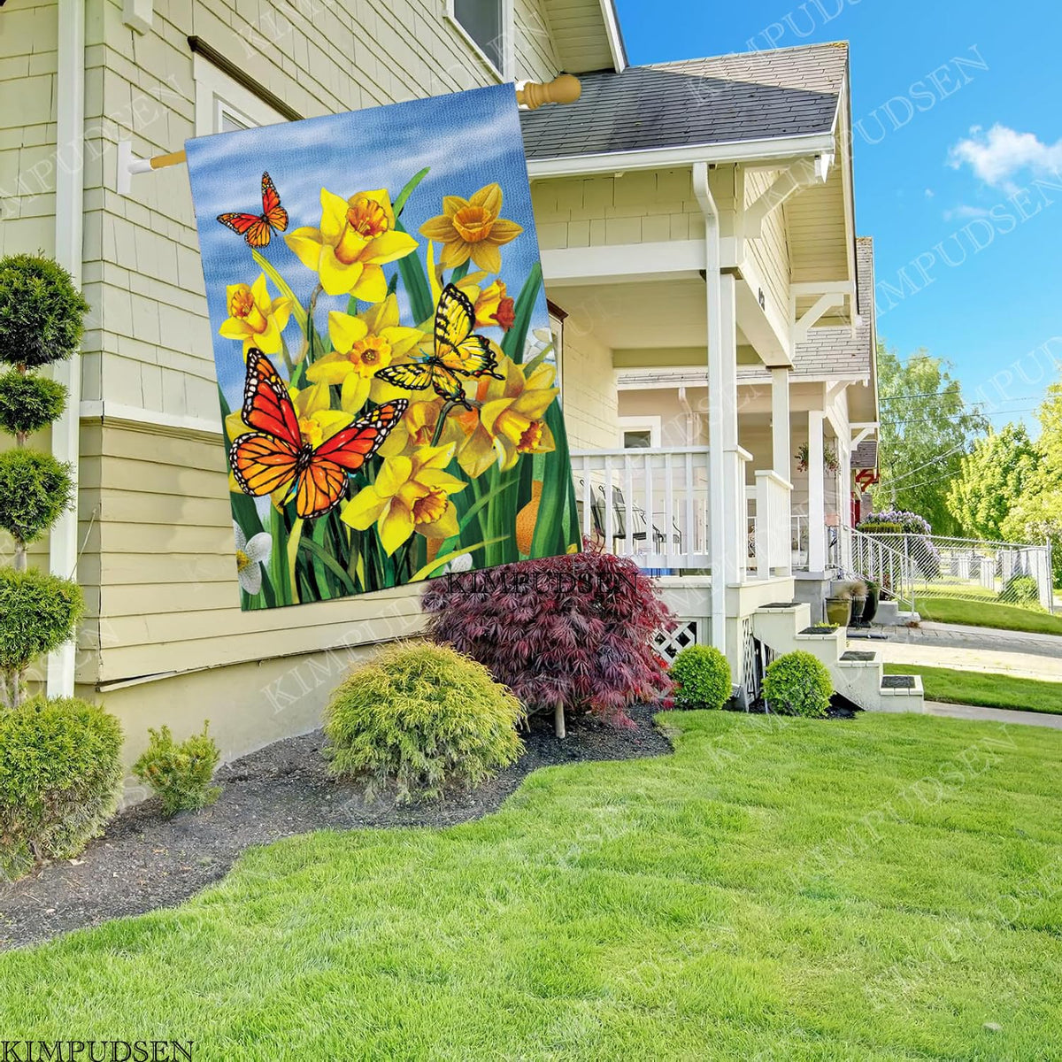 KIMPUDSEN garden flag pole fit, standard size for easy setup