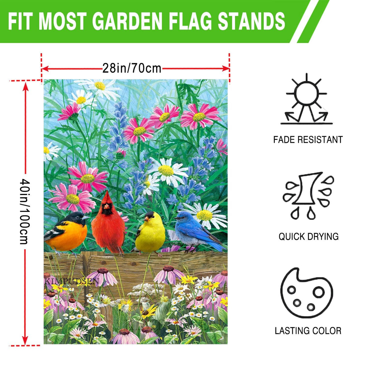 KIMPUDSEN outdoor weatherproof burlap flag resists fading in sun and breeze