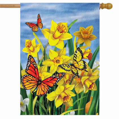 KIMPUDSEN spring daffodil flag front view, bright welcome for outdoor spaces