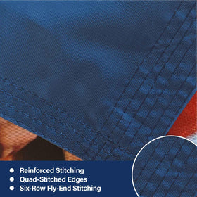 KimSouthD flag reinforced with 4- and 6-row stitching to resist wear