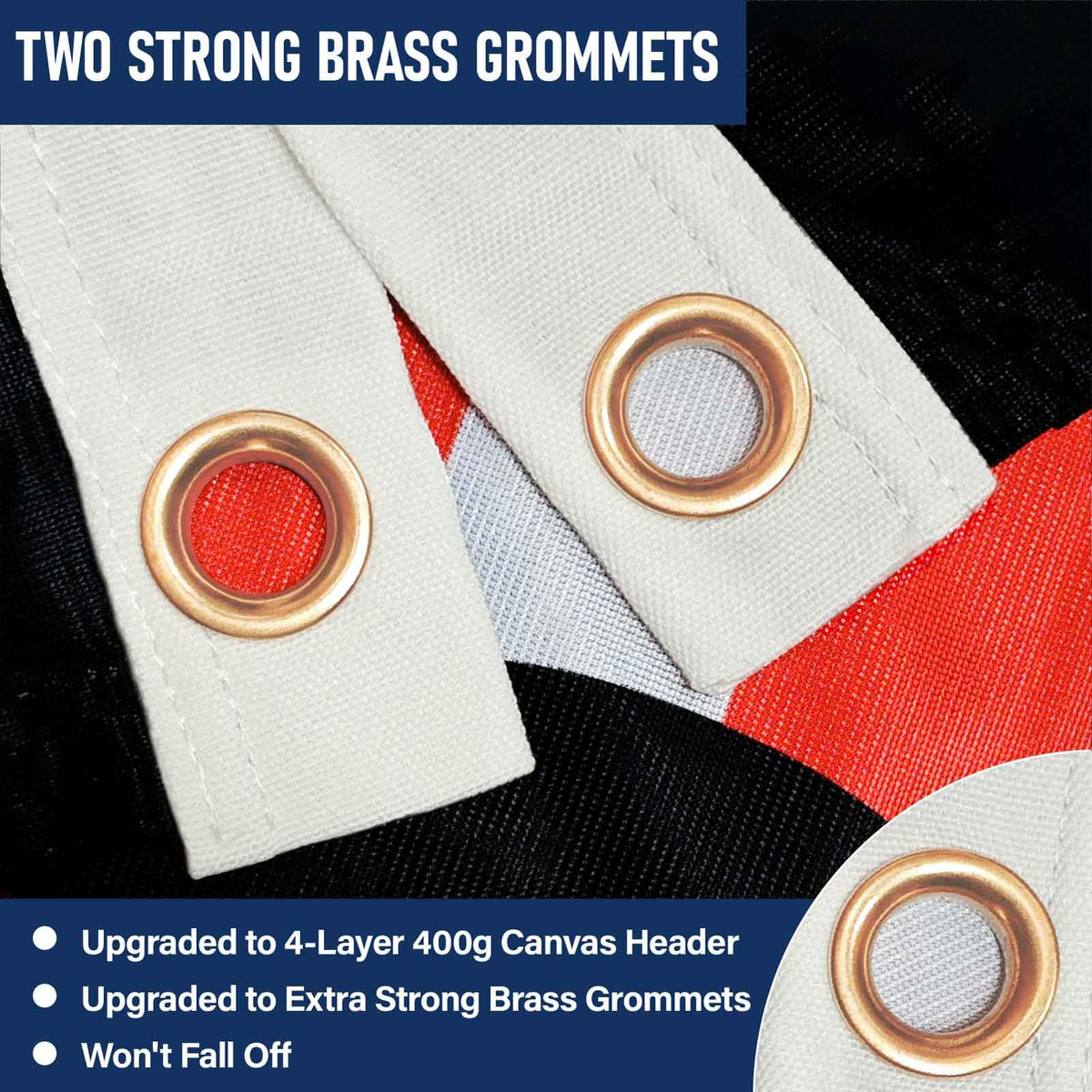 KimSouthD flag with oversized brass grommets ensures secure mounting on poles or trucks.