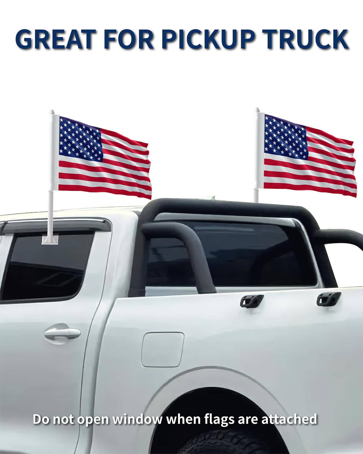 KimSouthD heavy-duty car flag 11x17 installed on car window for quick setup