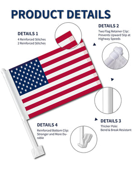 KimSouthD heavy-duty car flag 11x17 thick pole closeup shows durable construction