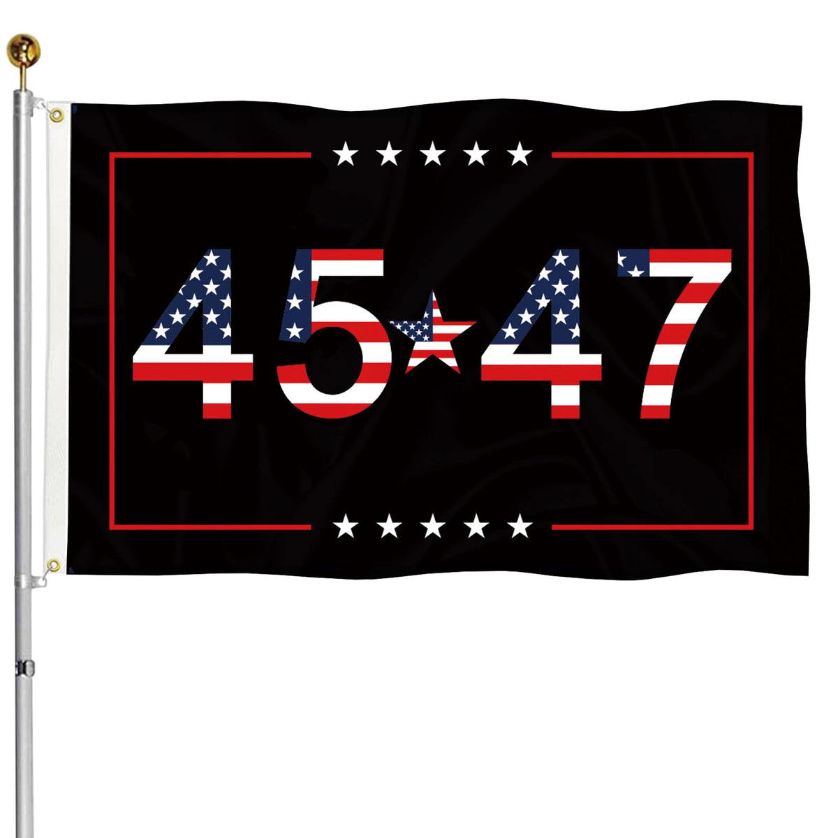 KimSouthD heavy-duty 3-ply flag, double-sided with durable warp-knit fabric for outdoor use.