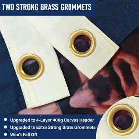 KimSouthD flag showing oversized brass grommets for secure attachment