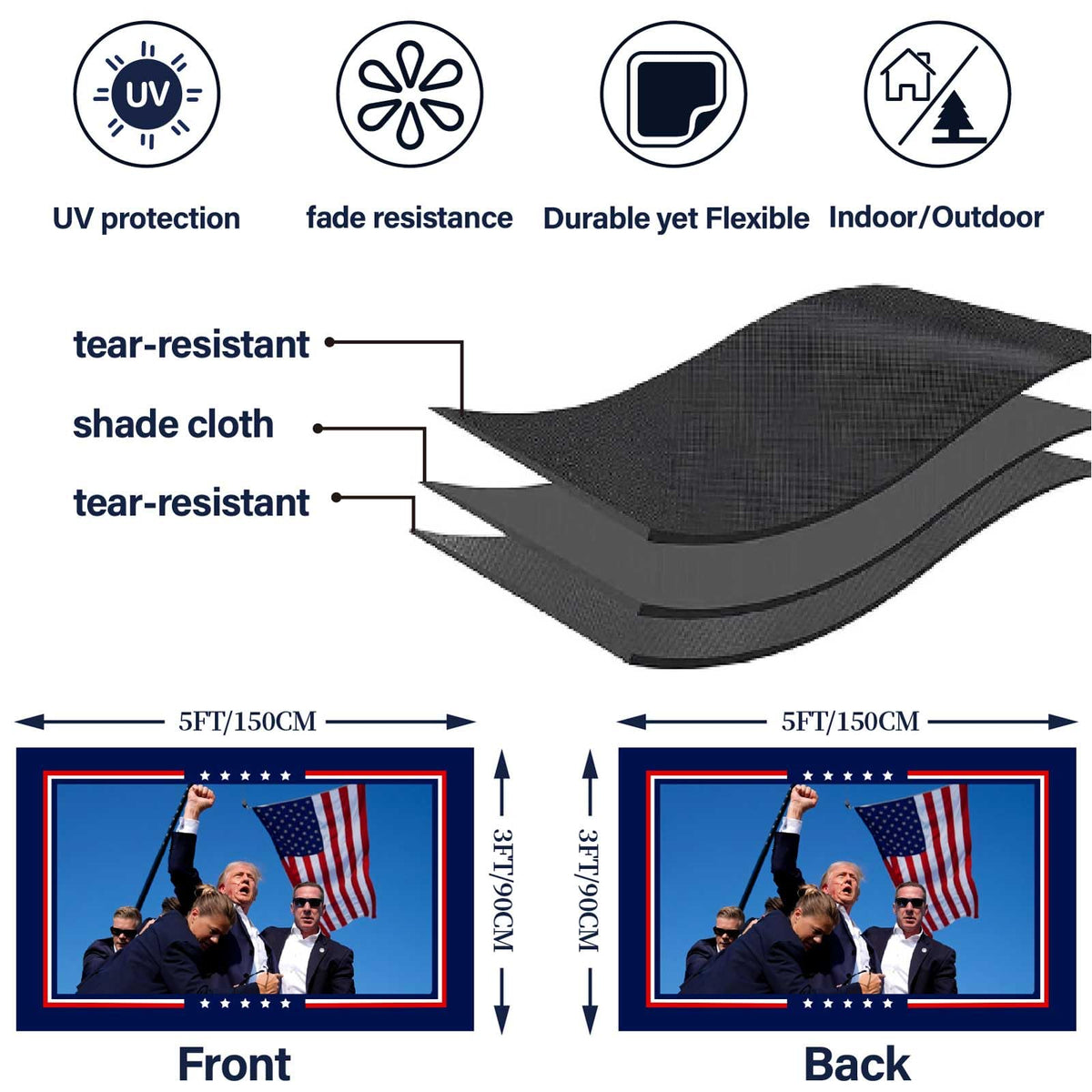 KimSouthD warp-knitted polyester flag durable against wind and rain for outdoor use