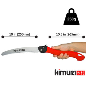 Kimura folding saw in action with fold-open safety lock for safe handling.