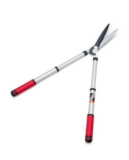 Kimura Pro Telescopic Garden Shears with extended handle for tall hedge trimming.