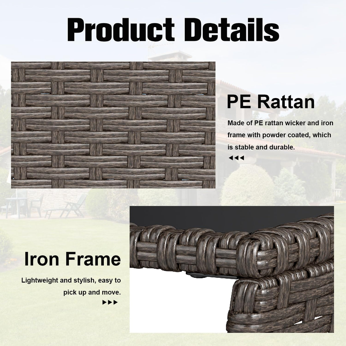 Kinbor compact 18 by 18 by 19.7 inches fits small patios and balconies.