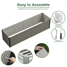 Kinddeer assembled galvanized steel planter box demonstrates durable rust-resistant garden storage.