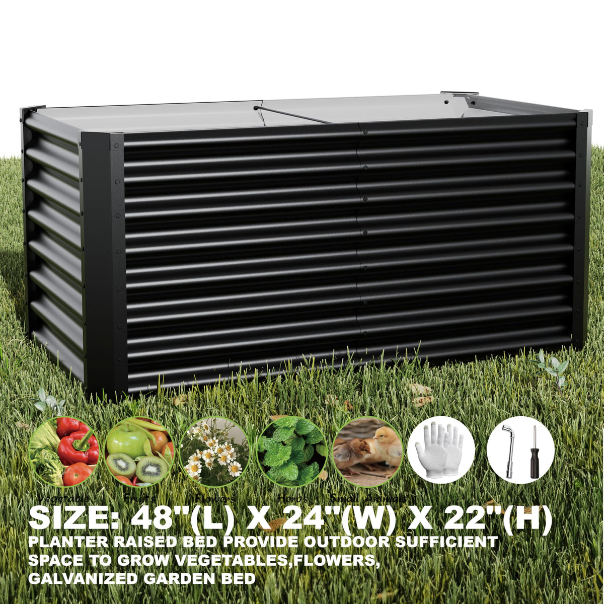 Kinddeer galvanized steel planter outdoors resists rust for long lasting beds