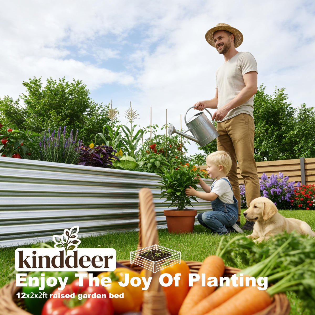 Kinddeer galvanized steel raised bed close-up showing rust-resistant coating.