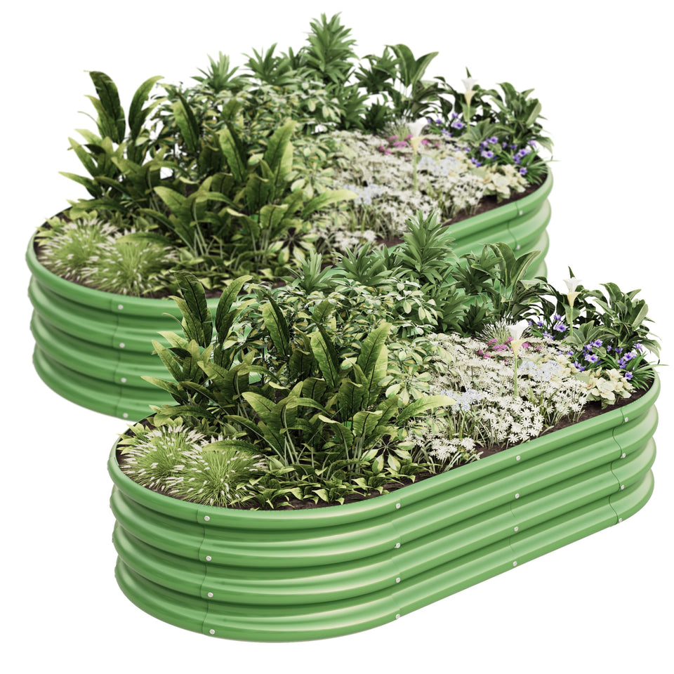 Kinddeer oval raised garden bed assembly with included tools for quick setup.