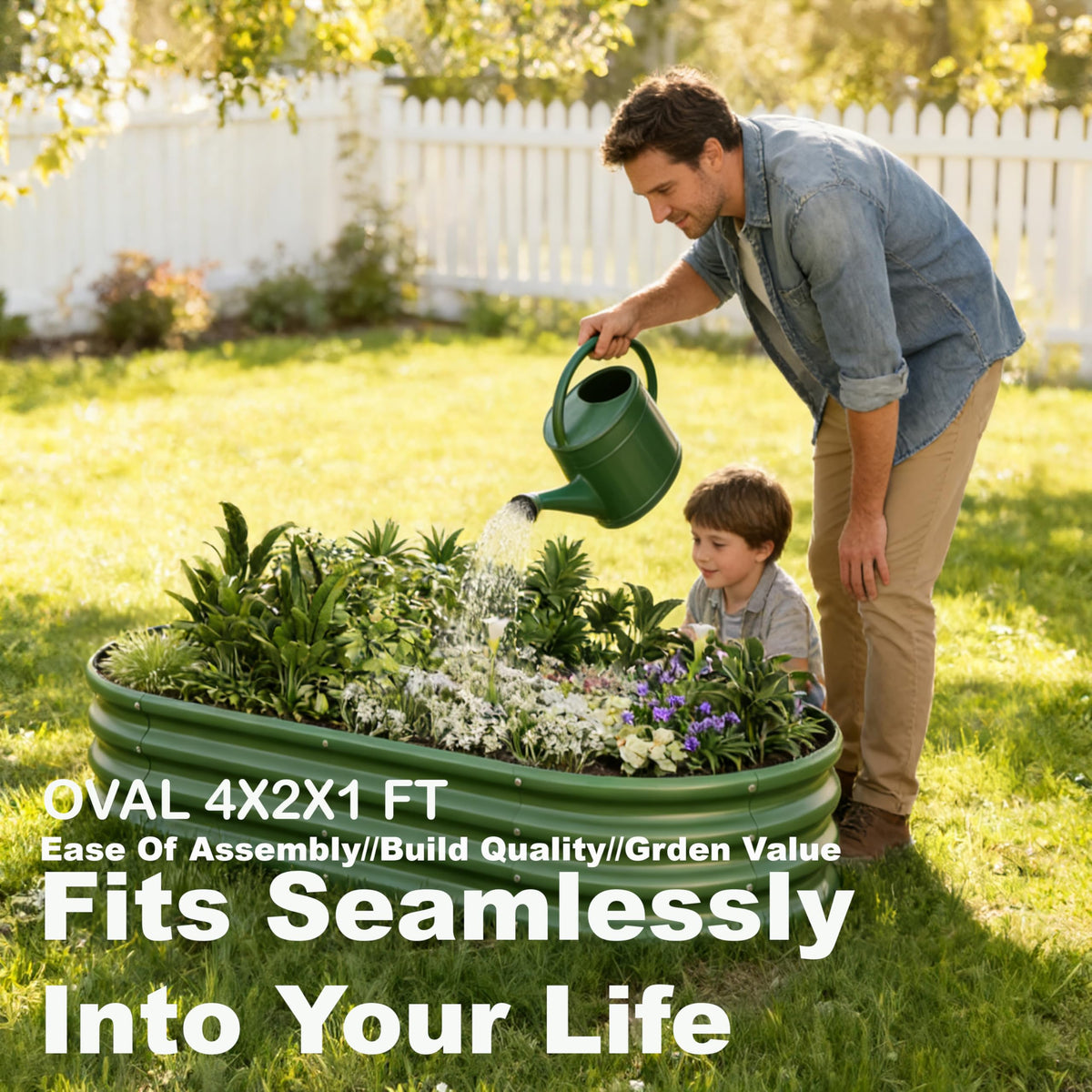 Kinddeer galvanized steel garden bed shows rust-resistant durability for outdoors.