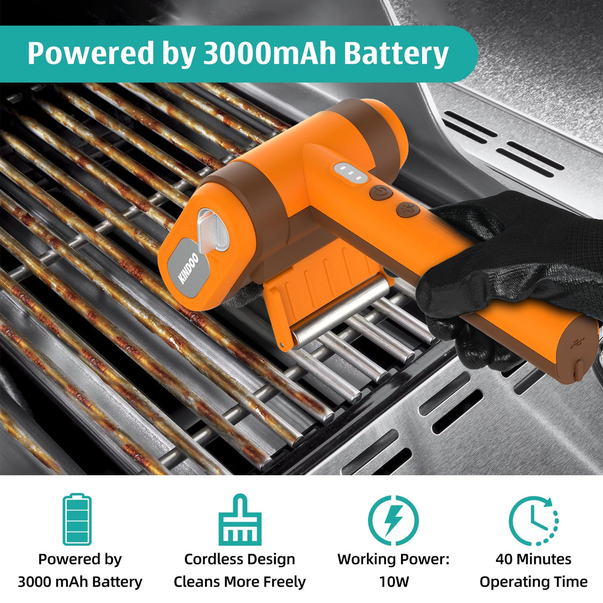 Kindoo bristle-free design minimizes debris in food during cleaning.