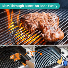 Kindoo grill brush LED light illuminates grates for precise cleaning.