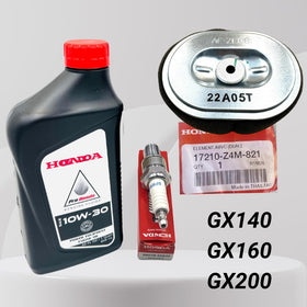 Kindza tune up kit includes air filter and spark plug for GX engines, supporting reliable starts